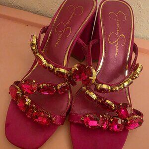 Rhinestone sandal heel